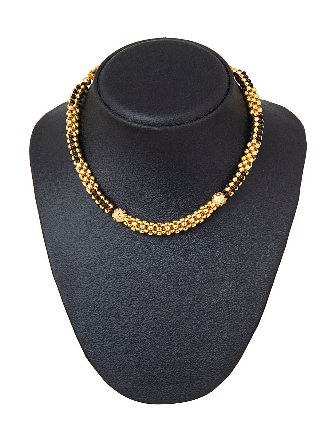 

Shining Jewel - By Shivansh Gold-Plated & Black Brass Mangalsutra Necklace
