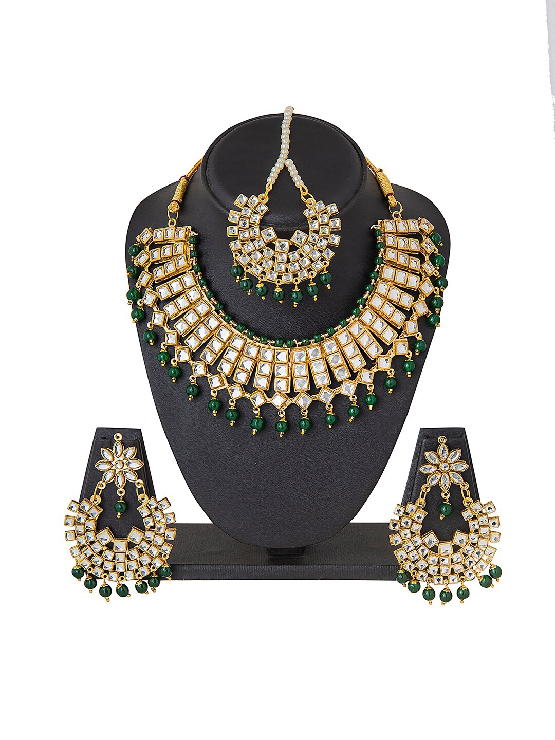 

Shining Jewel - By Shivansh Gold-Plated & Green Choker Necklace