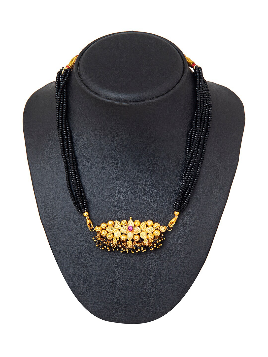 

Shining Jewel - By Shivansh Gold-Plated & Black Brass Necklace