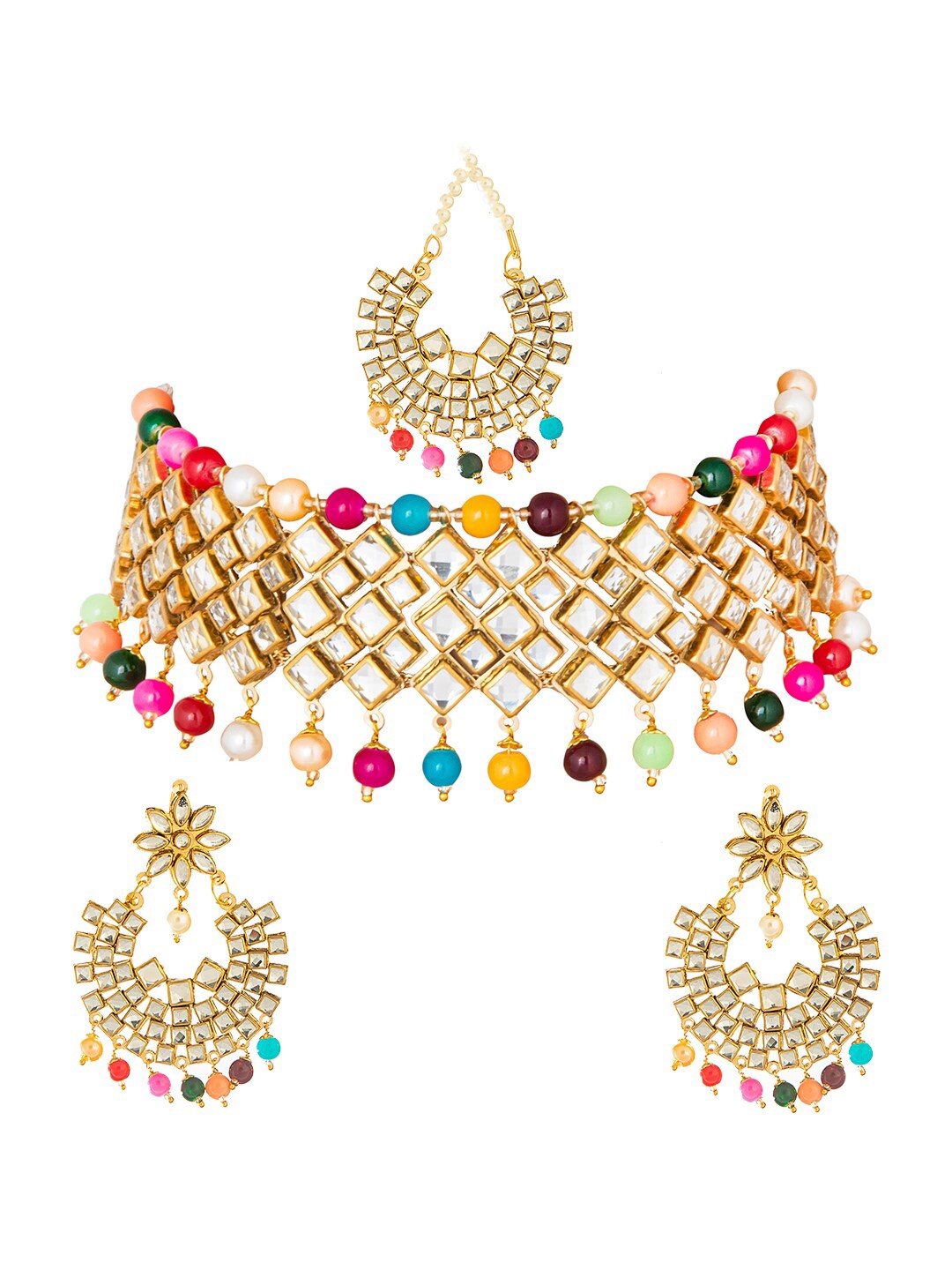 

Shining Jewel - By Shivansh Gold-Plated Kundan Choker Jewellery Set