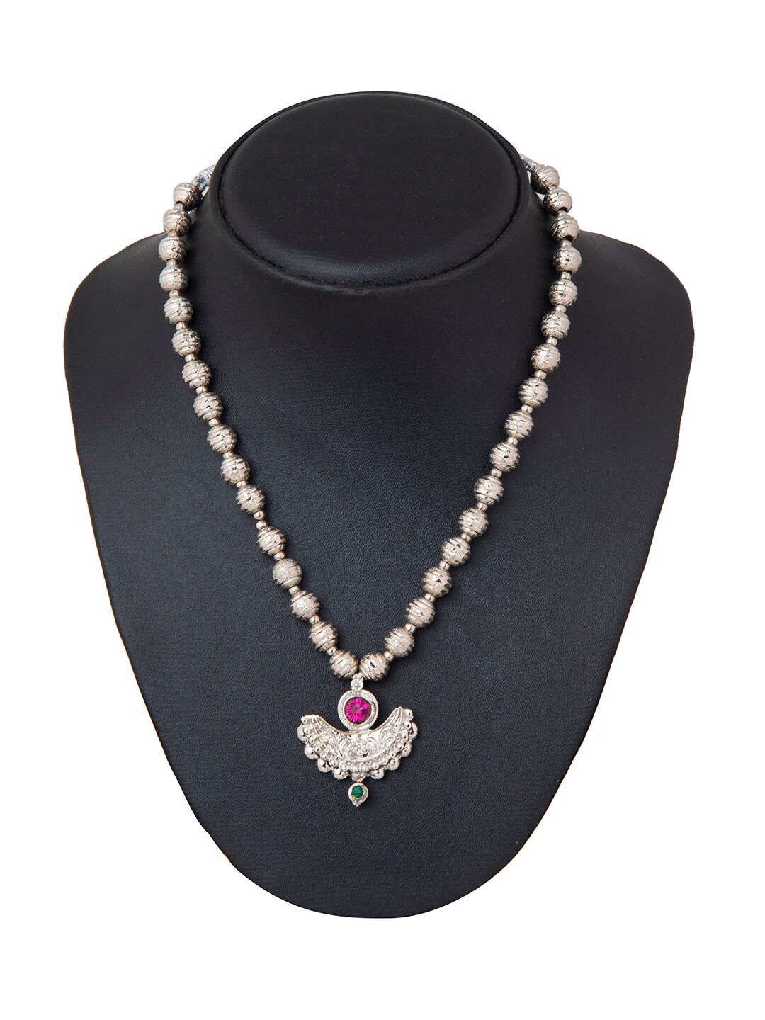 

Shining Jewel - By Shivansh Silver-Plated & Magenta Brass Necklace