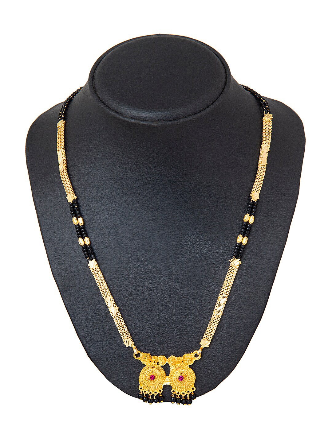 

Shining Jewel - By Shivansh Gold-Toned & Black Brass Gold-Plated Mangalsutra