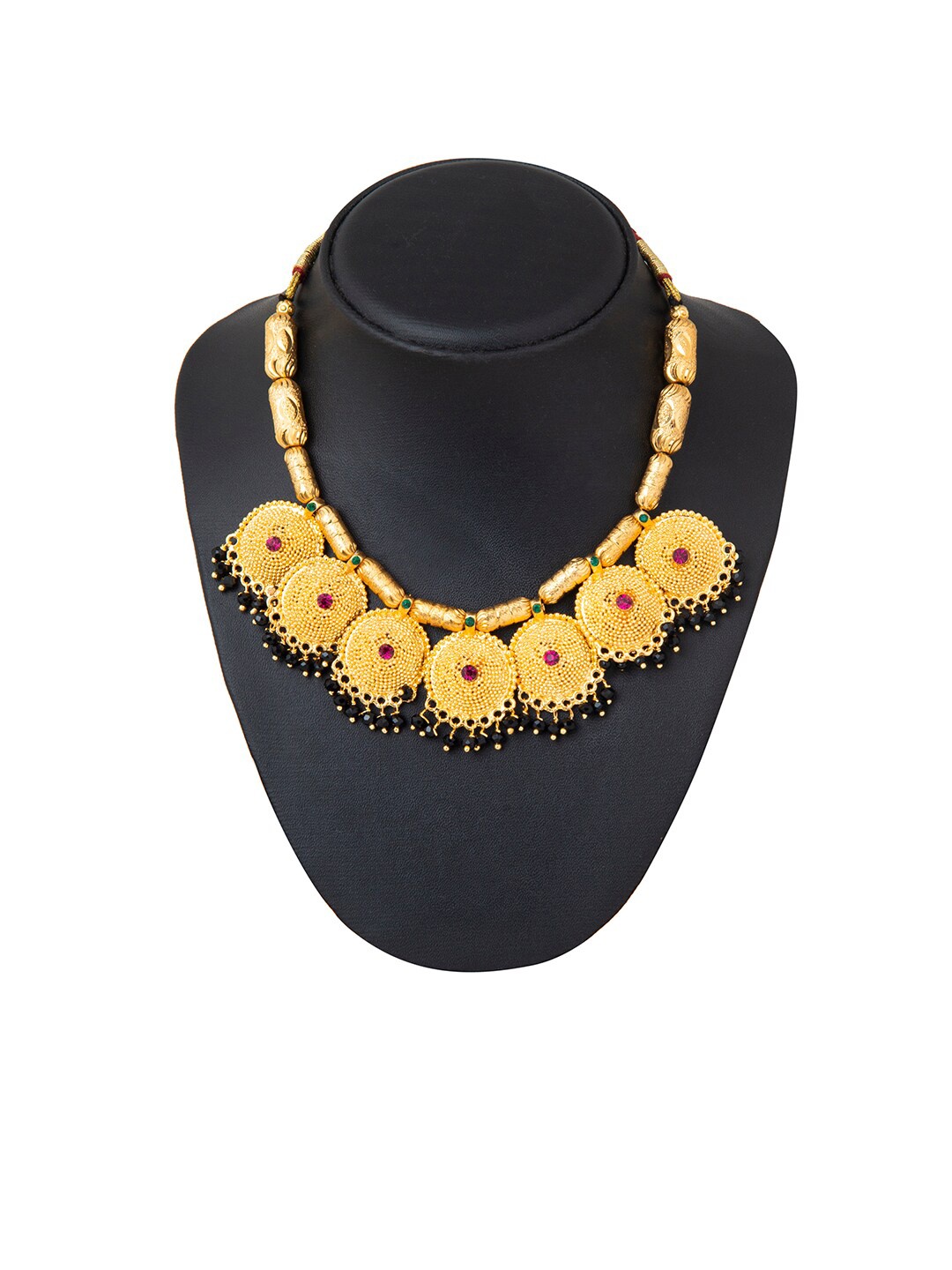 

Shining Jewel - By Shivansh Gold-Toned & Red Brass Gold-Plated Mangalsutra Thushi Necklace