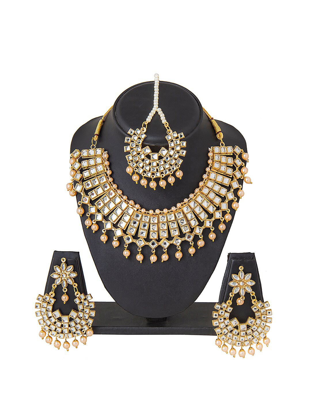 

Shining Jewel - By Shivansh Gold-Toned & Brass Gold-Plated Choker Bridal Jewellery Set