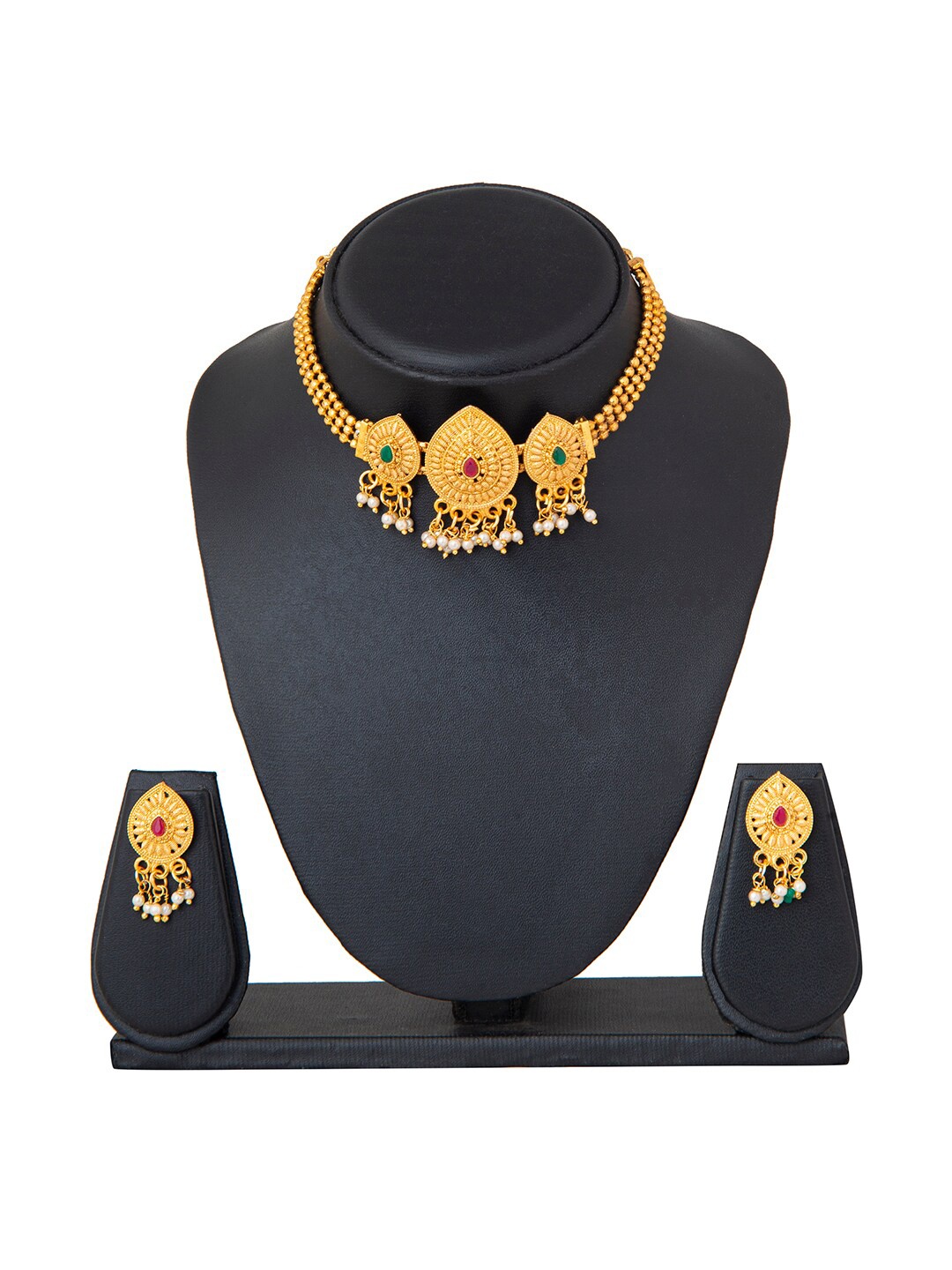 

Shining Jewel - By Shivansh Gold Plated Traditional Choker Jewellery Set