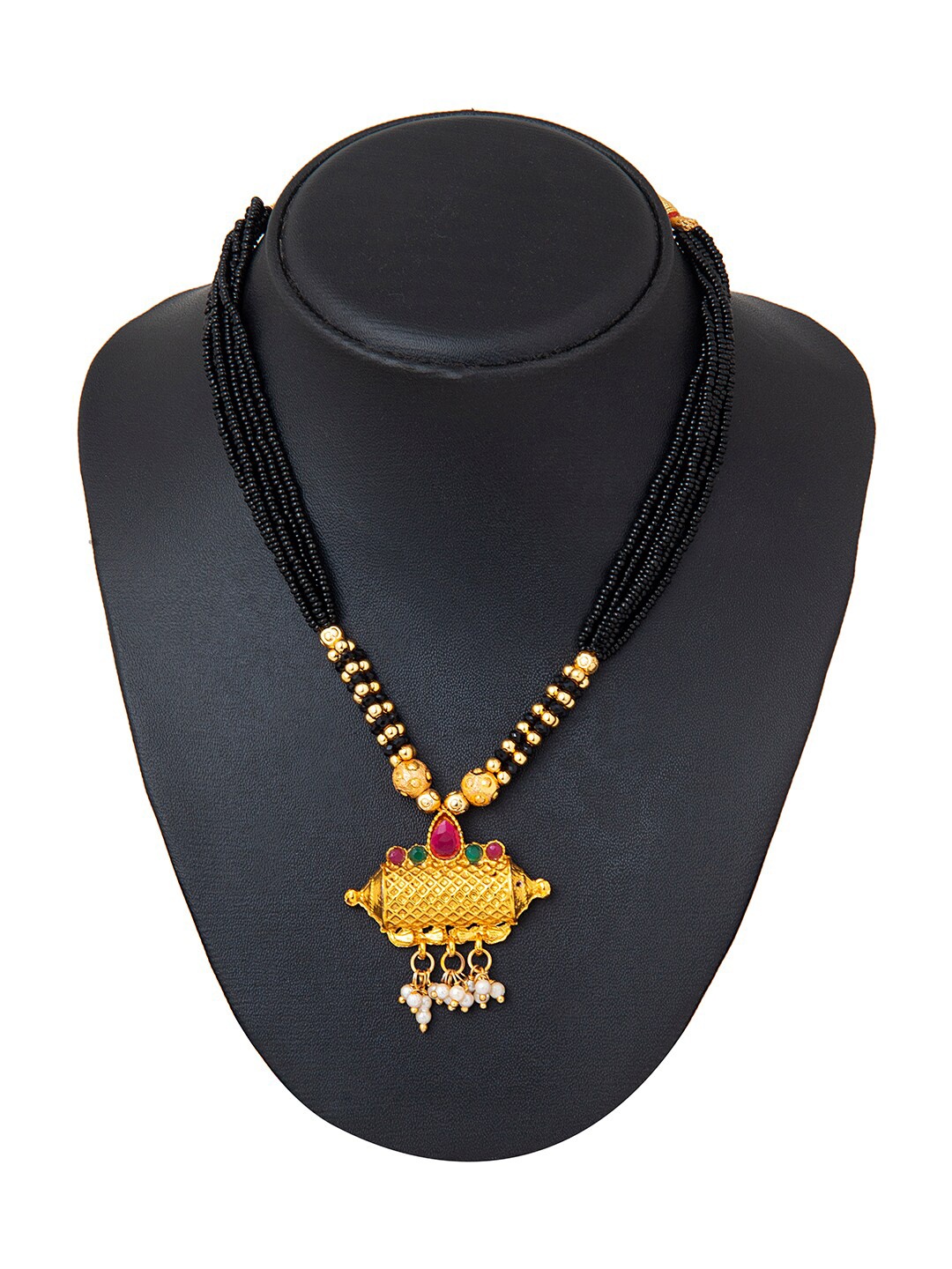 

Shining Jewel - By Shivansh Gold-Plated & Black Necklace