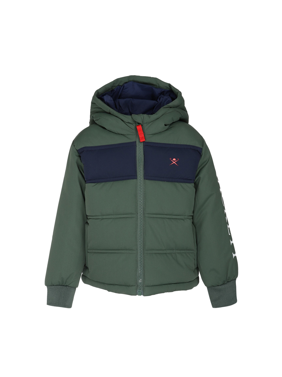 

HACKETT LONDON Boys Green Colourblocked Hooded Padded Jacket