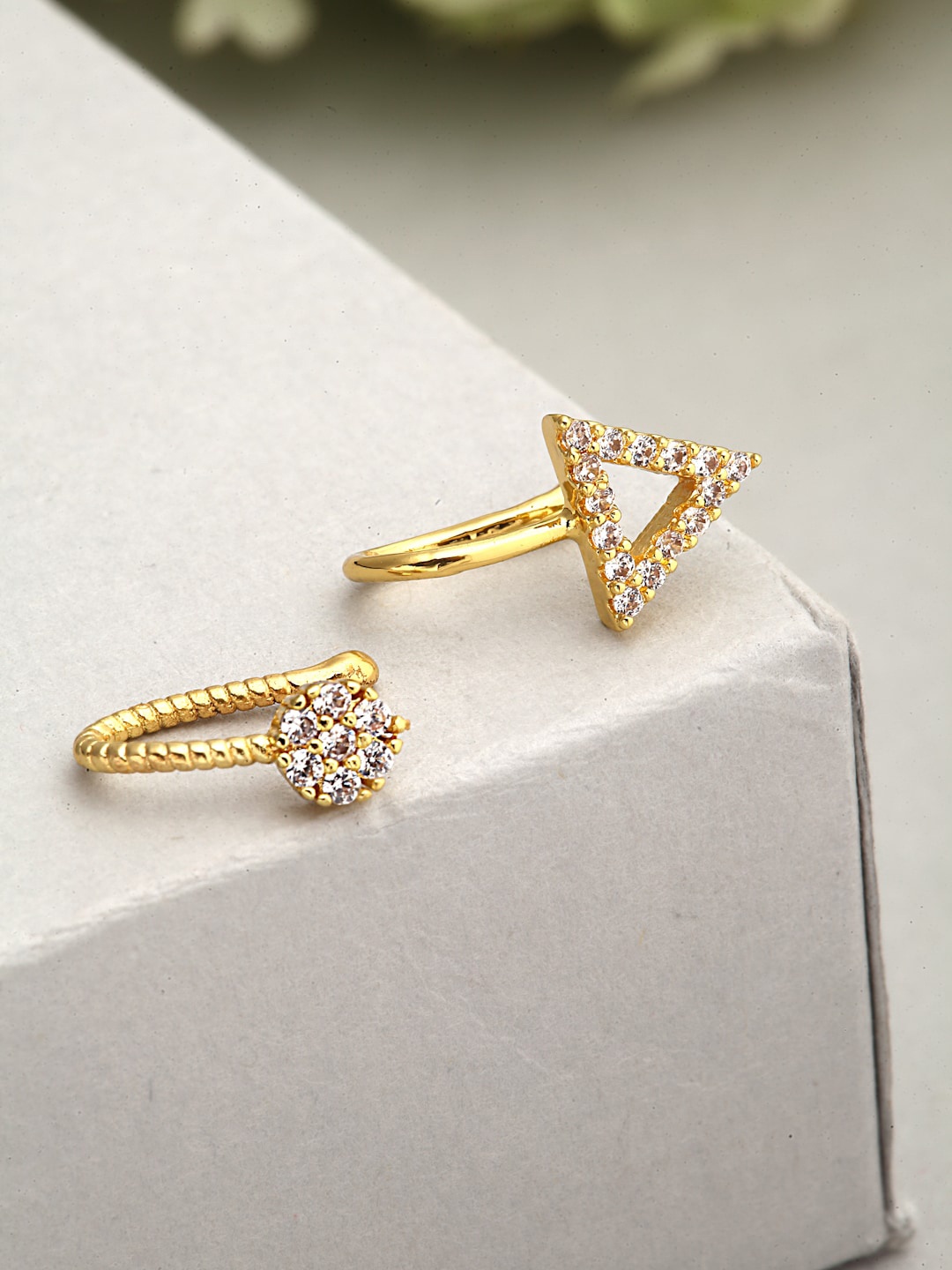

Ferosh Set Of 2 Gold-Toned & Crystal Studded Nosepin