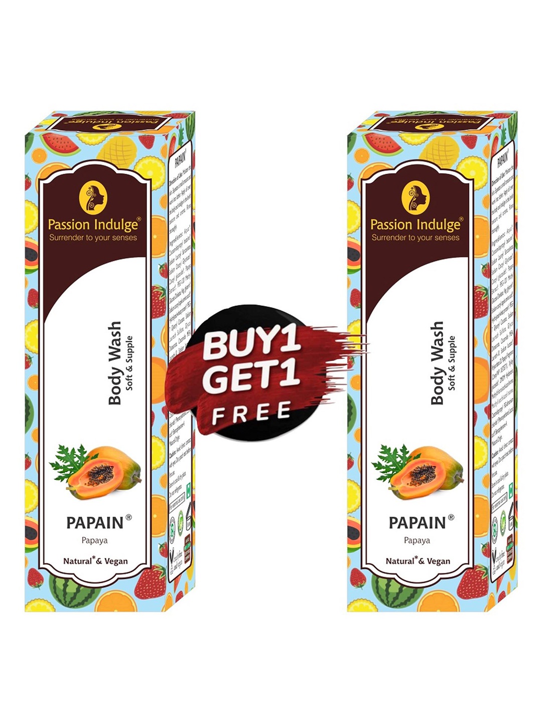 

Passion Indulge Set of 2 Vegan Papain Body Washs - 200 ml Each, White