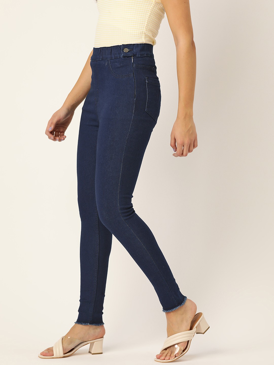 

DressBerry Women Navy Blue Solid Denim Jeggings