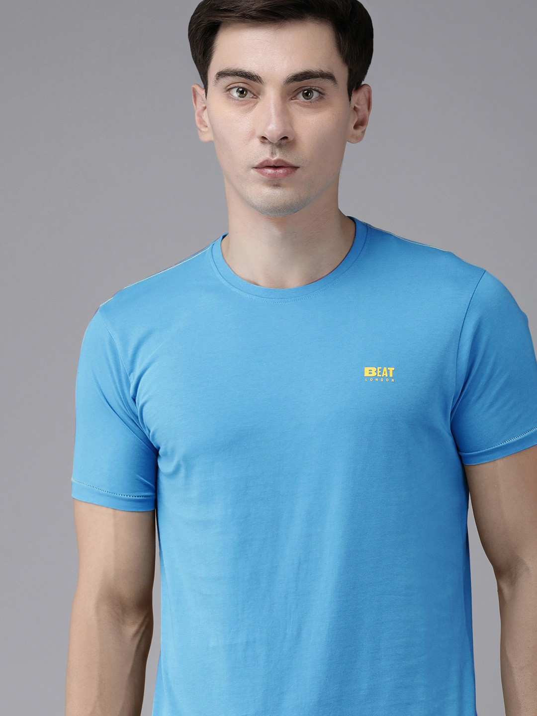 

BEAT LONDON by PEPE JEANS Men Blue Pure Cotton Slim Fit T-shirt