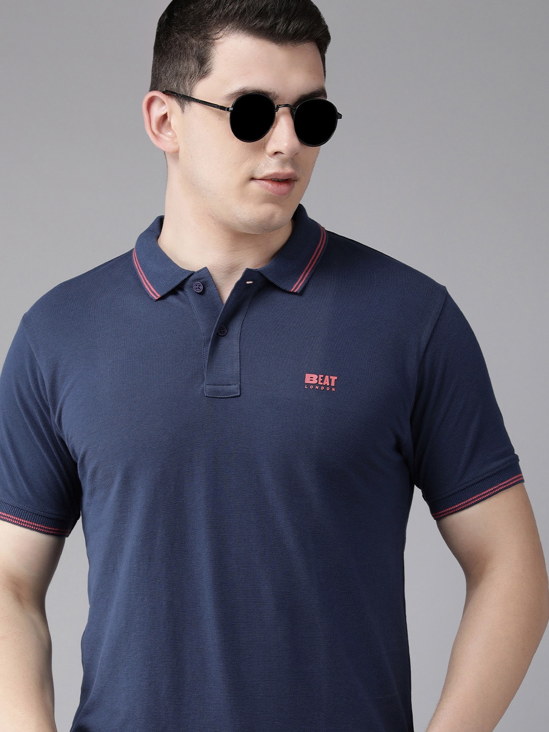 

BEAT LONDON by PEPE JEANS Men Navy Blue Polo Collar T-shirt