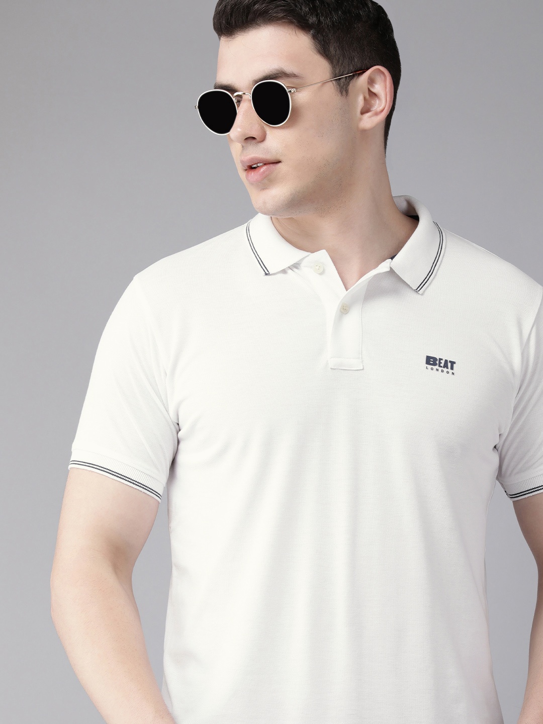 

BEAT LONDON by PEPE JEANS Men White Polo Collar T-shirt