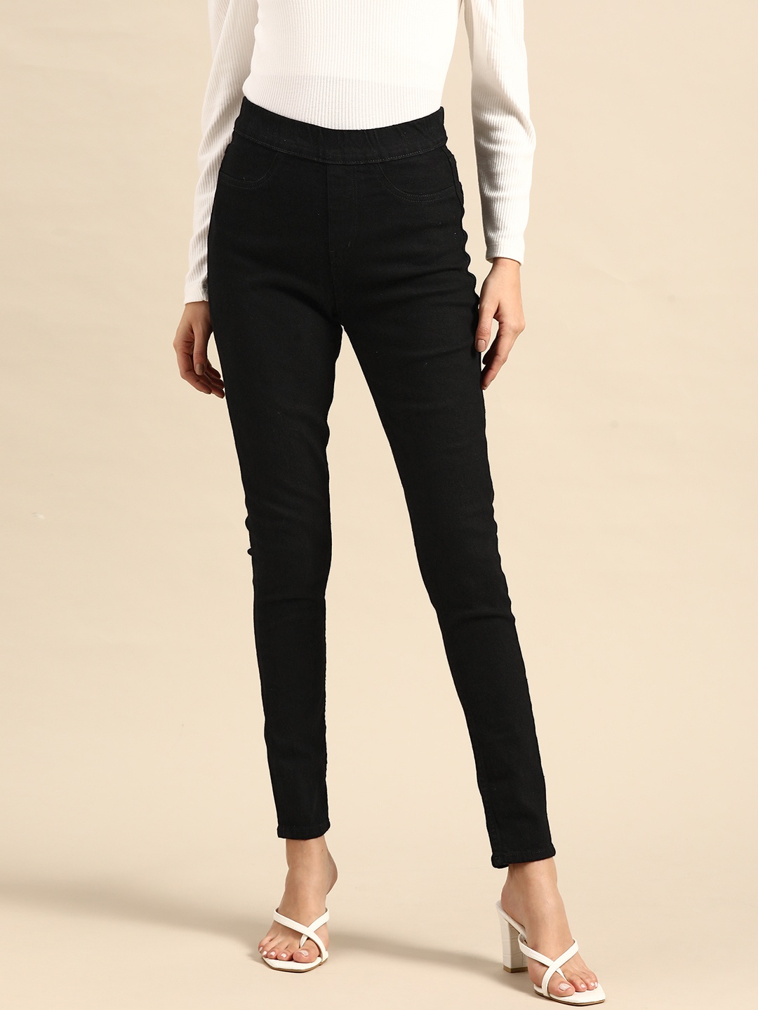 

all about you Women Black Super Skinny Fit High-Rise Stretchable Jeggings