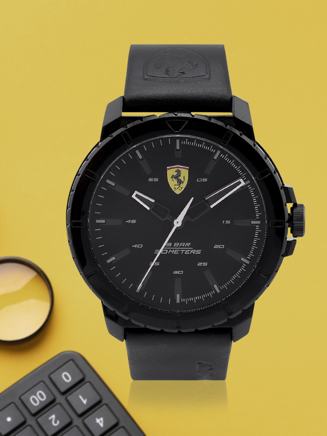 

SCUDERIA FERRARI Men Black Brass Dial & Leather Straps Analogue Watch 0830901