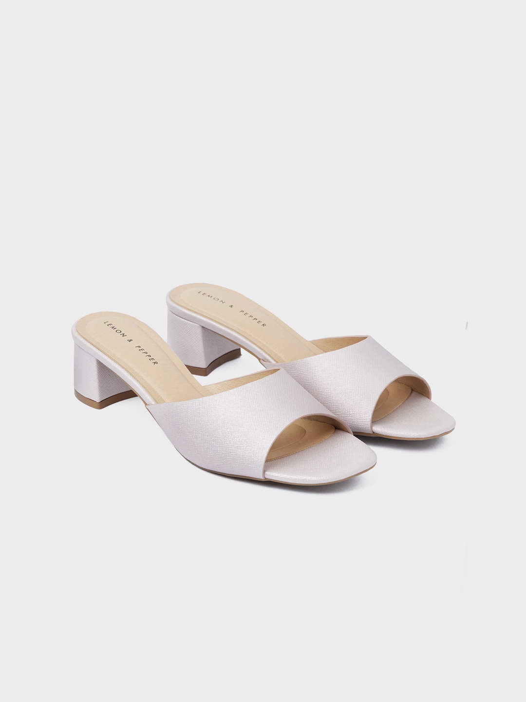 

LEMON & PEPPER Pink Textured Block Heels