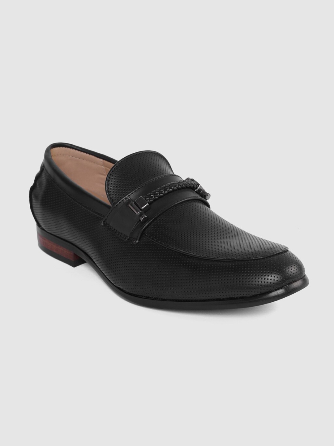 

shoexpress Men Black Textured Formal Slip-Ons
