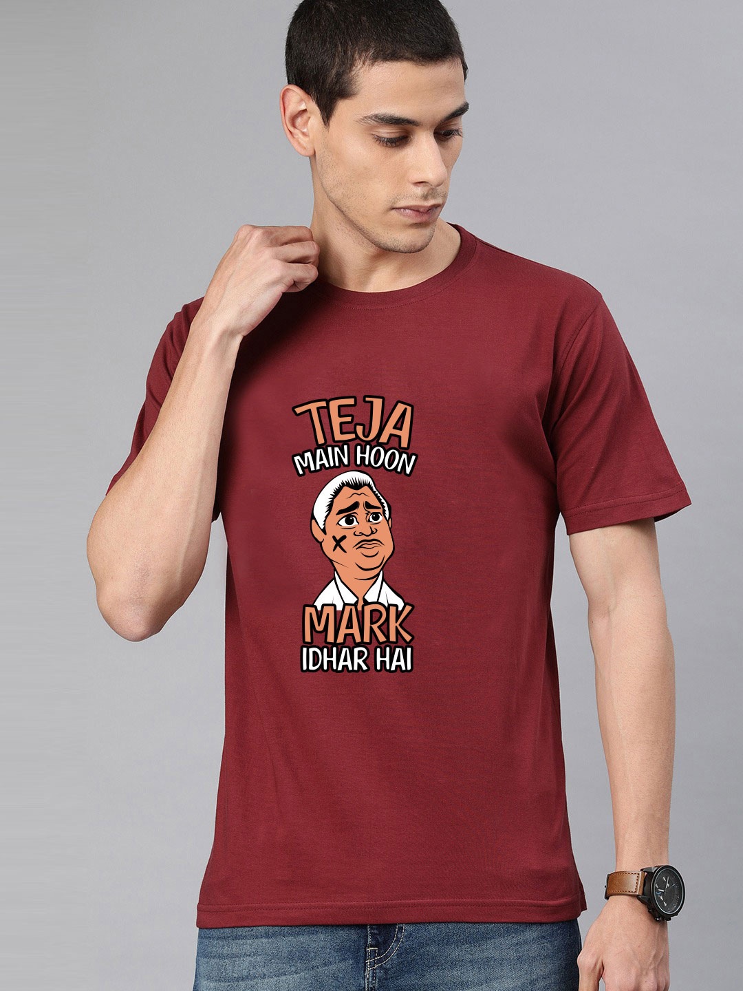 

BE AWARA Men Maroon Printed T-shirt