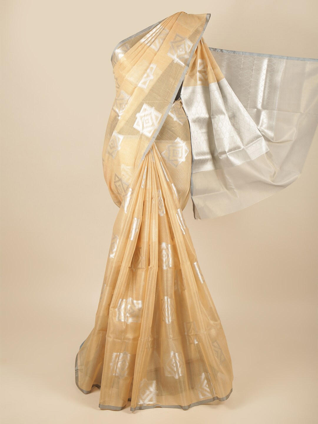 

Pothys Peach-Coloured Woven Design Tissue Saree