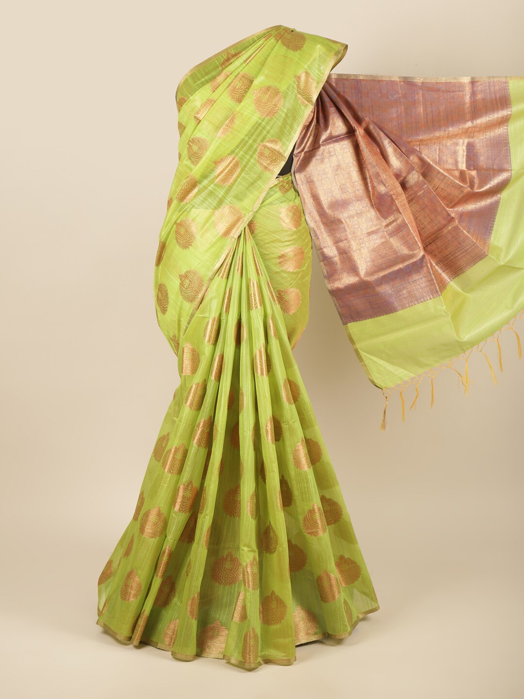 

Pothys Green & Brown Ethnic Motifs Pure Cotton Saree