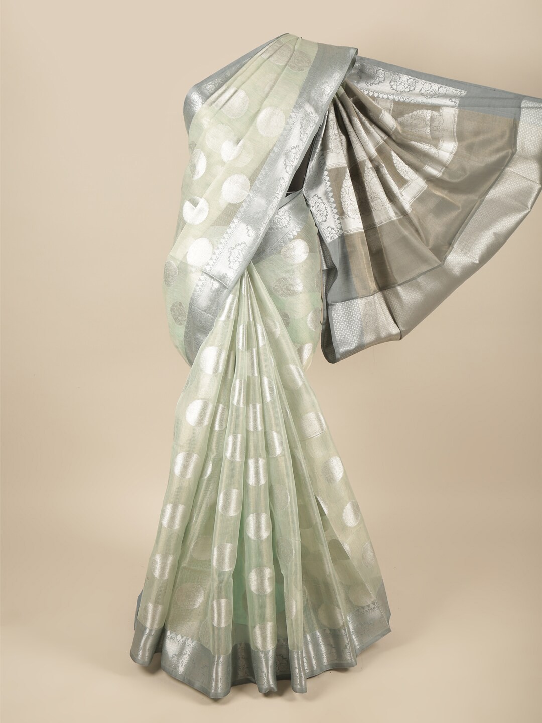 

Pothys Green Woven Design Tissue Saree