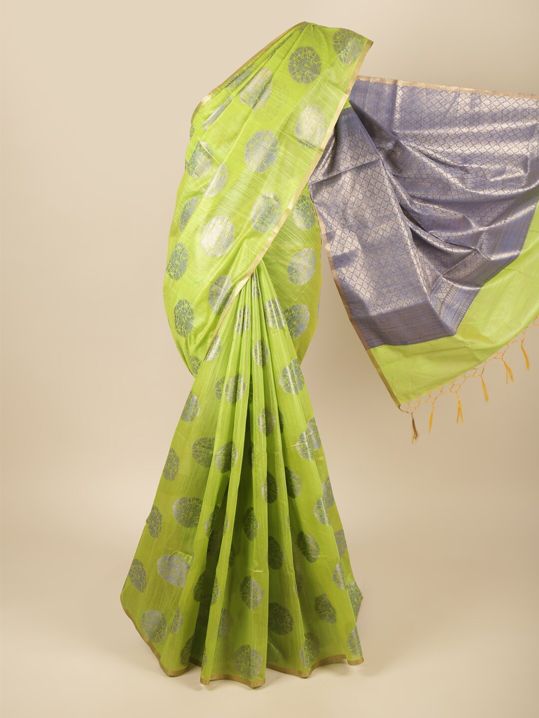 

Pothys Green & Blue Woven Design Zari Pure Cotton Saree