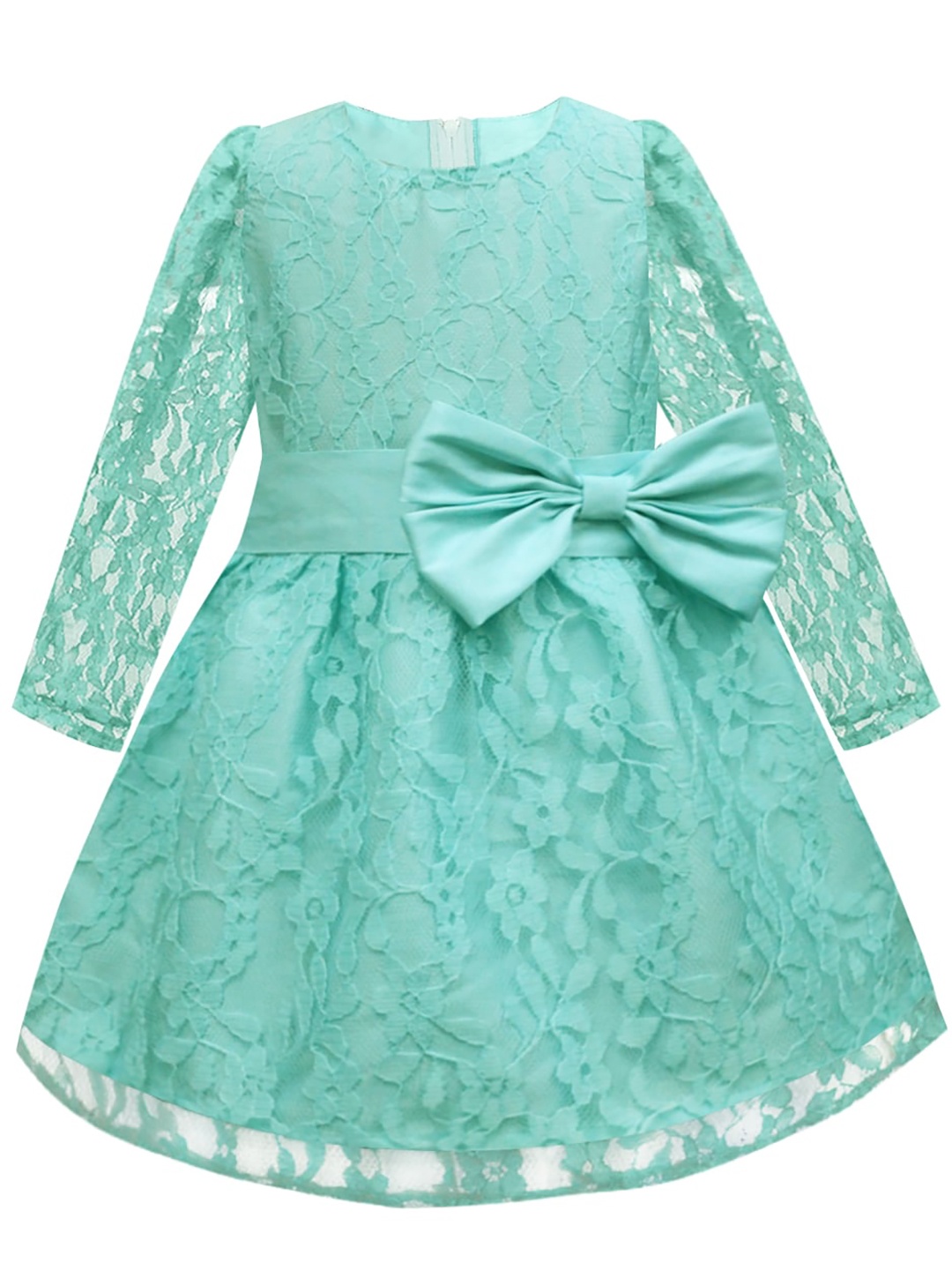 

A T U N Girls Sea Green Lace Dress