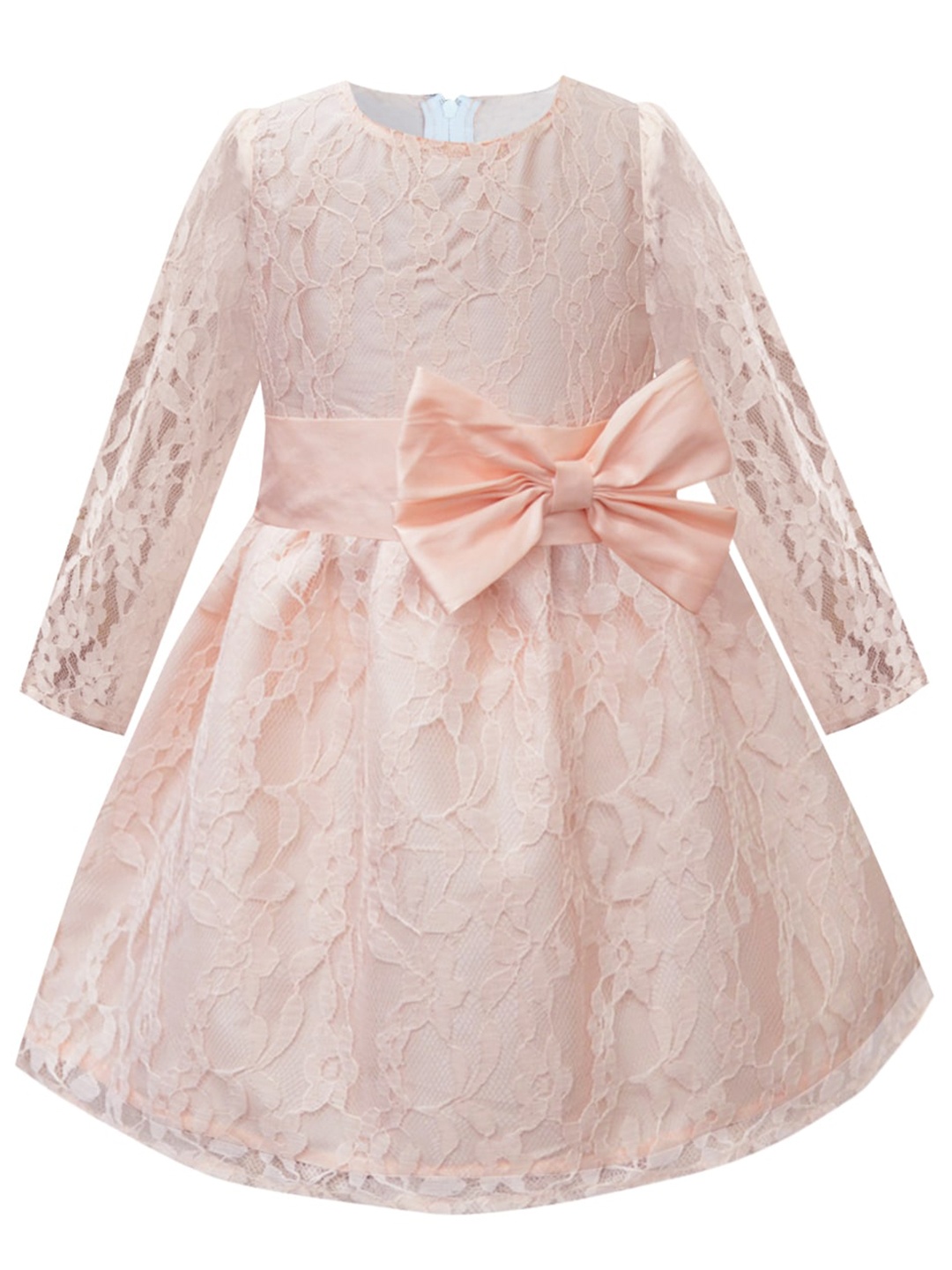 

A.T.U.N. Peach-Coloured Lace Frll Bow Dress