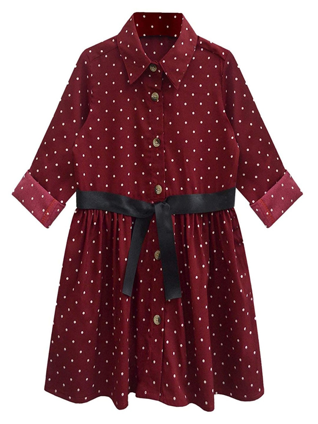 

A.T.U.N. Maroon & White Shirt Dress