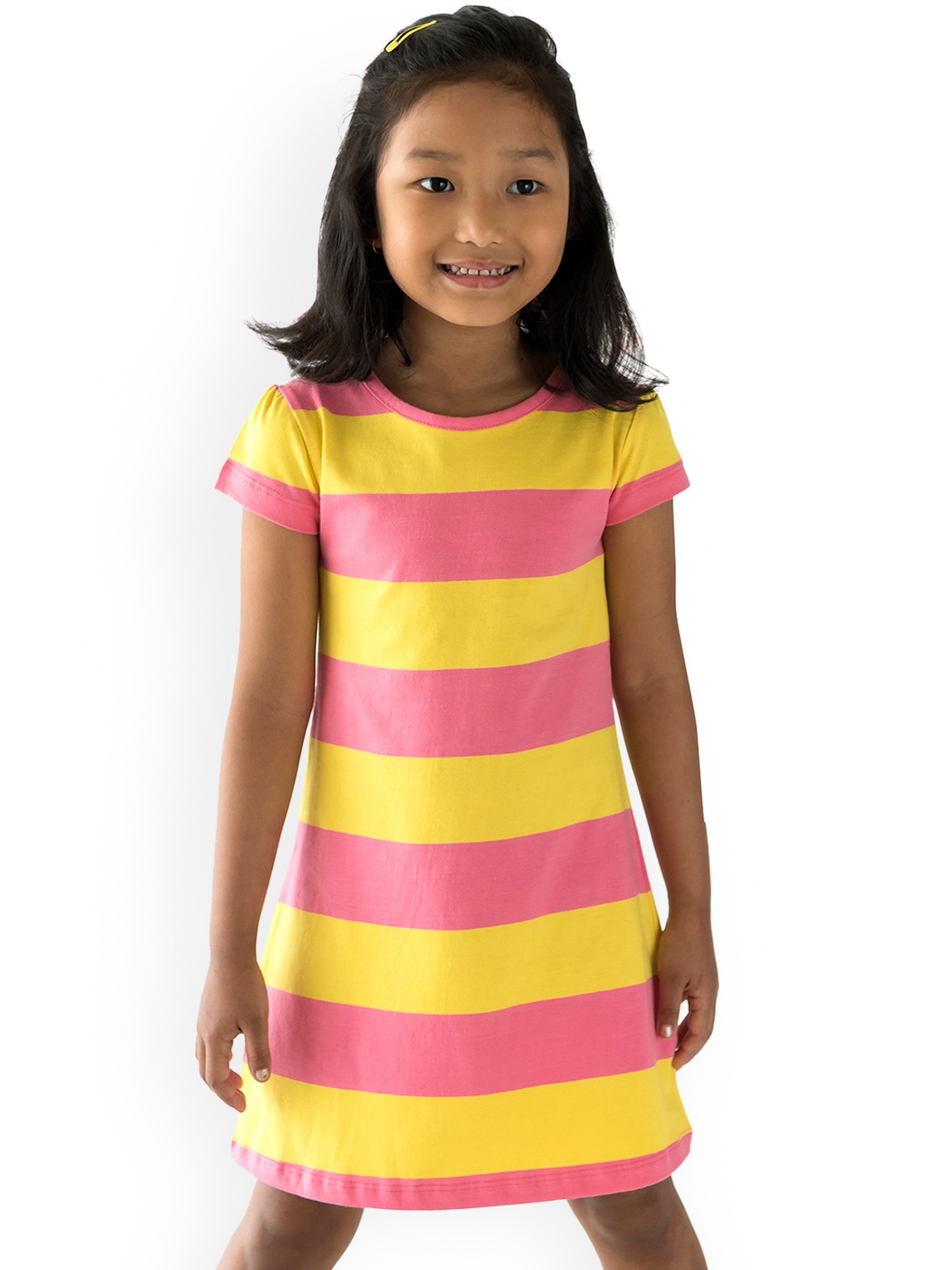 

Campana Pink Striped Cotton A-Line Dress