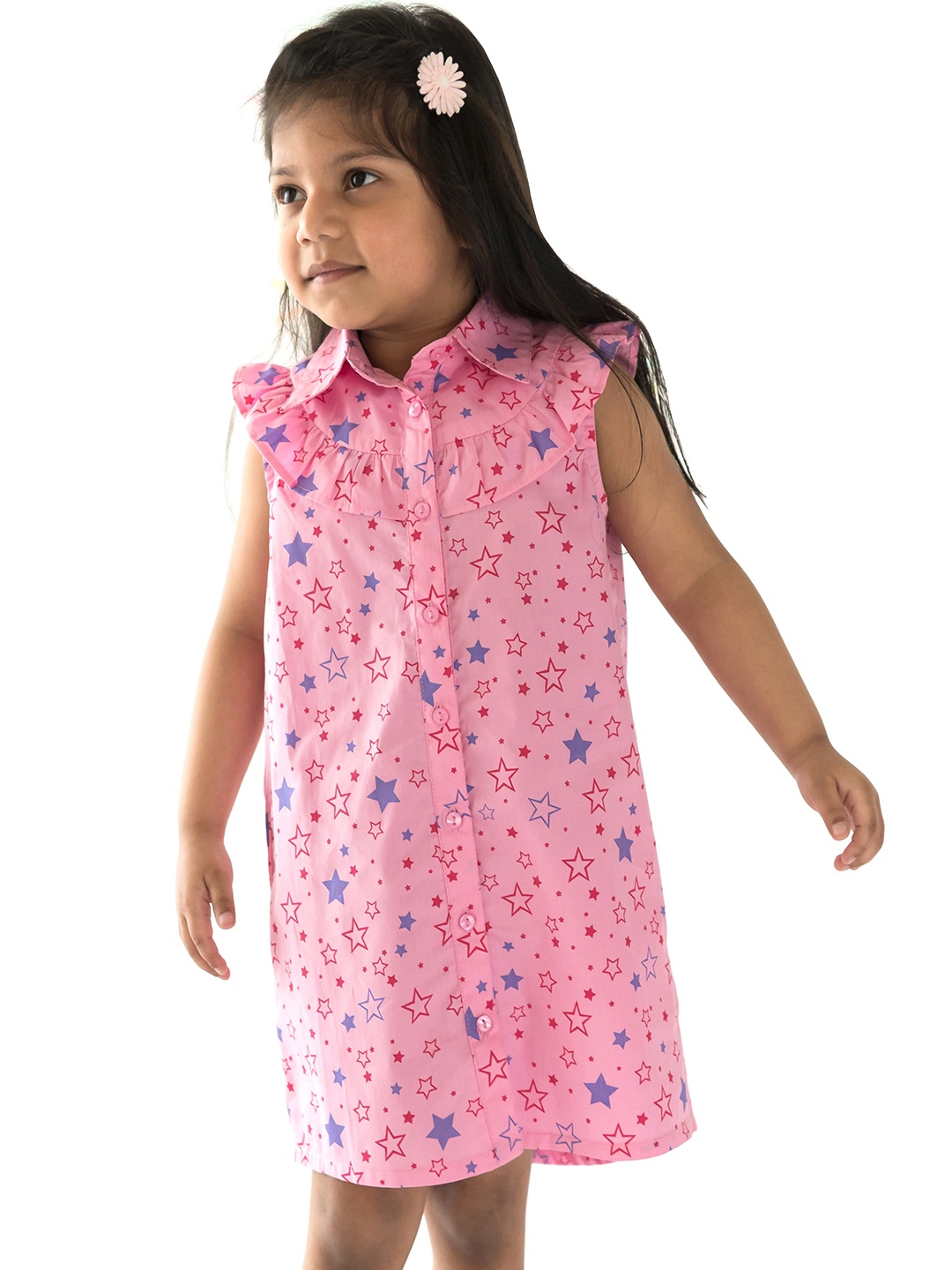 

Campana Pink & Blue Printed Cotton Shirt Dress