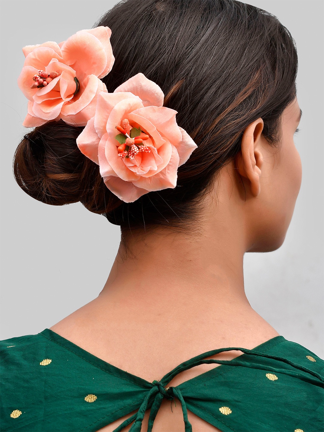 

Silvermerc Designs Women Set of 2 Peach-Coloured Embellished Hair Accessory