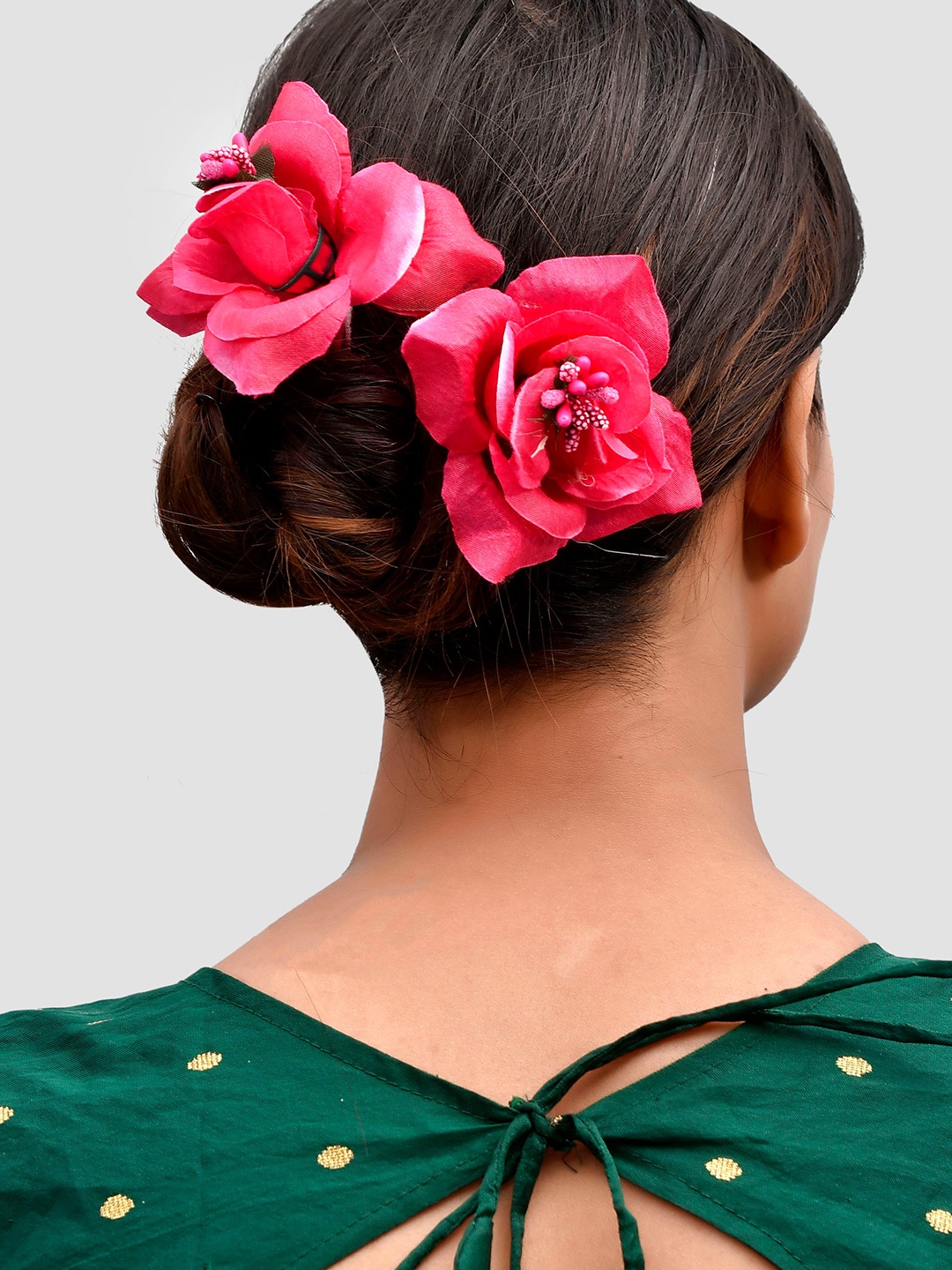 

Silvermerc Designs Women Pink Pack of 2 Embellished Hair Accessory Set