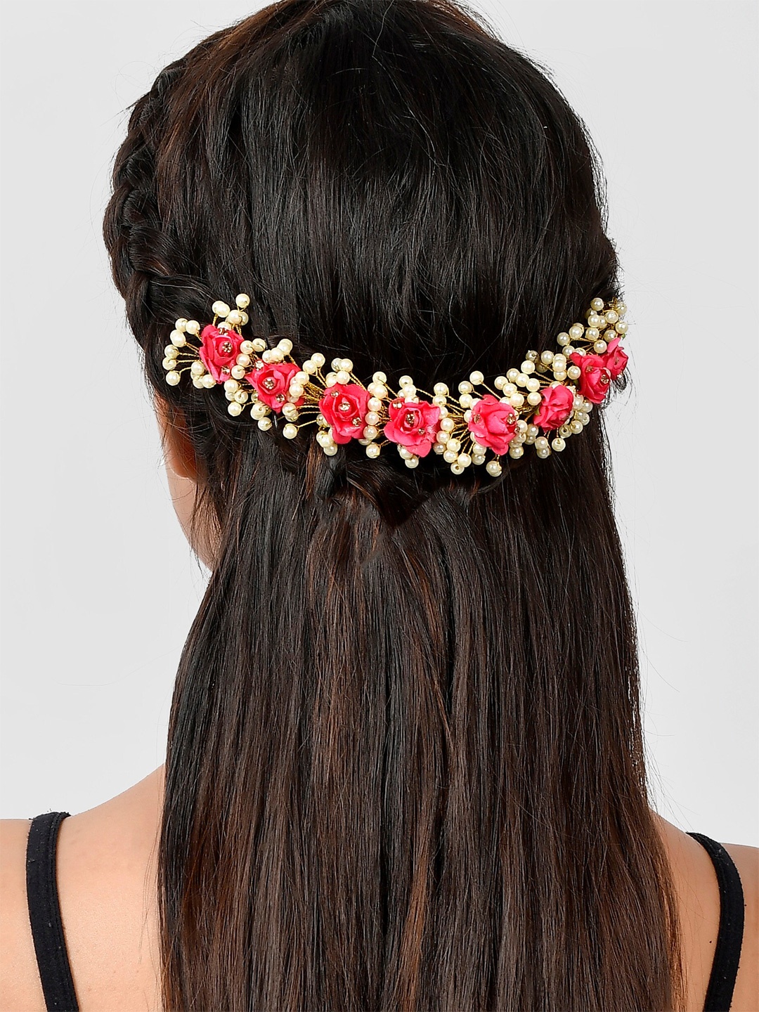 

Silvermerc Designs Women Red & Gold-Toned Embellished Hair Accessory Set