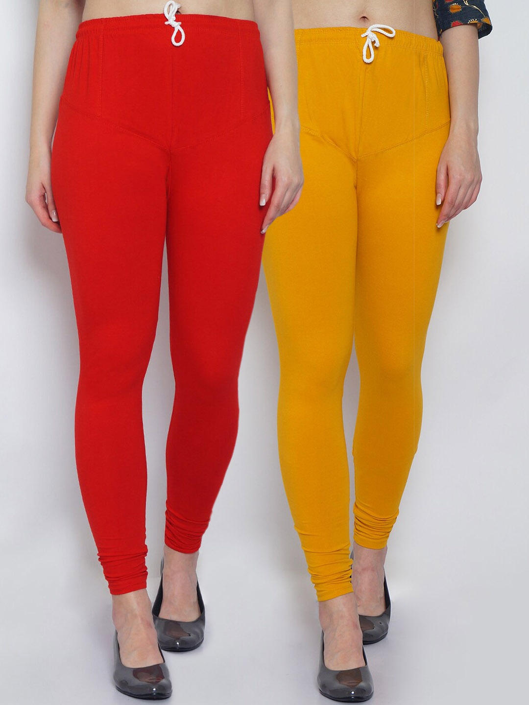 

GRACIT Women Red & Yellow Pack of 2 Solid Leggings