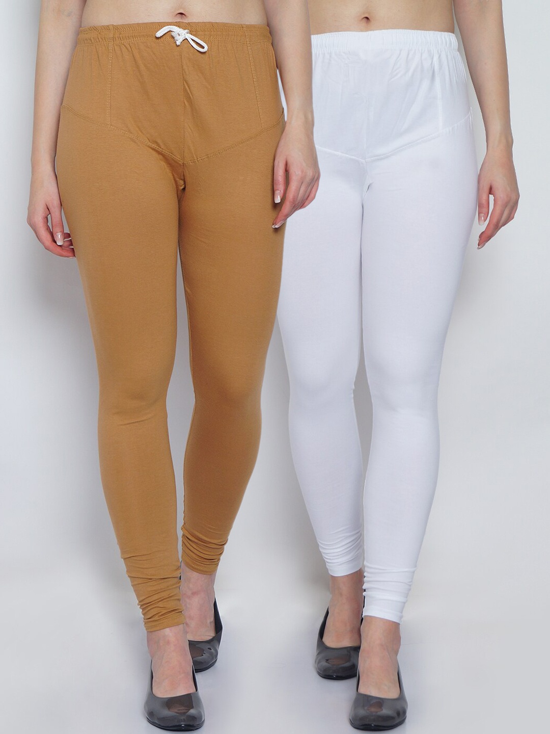 

GRACIT Women Pack Of 2 Solid Churidar Leggings, White