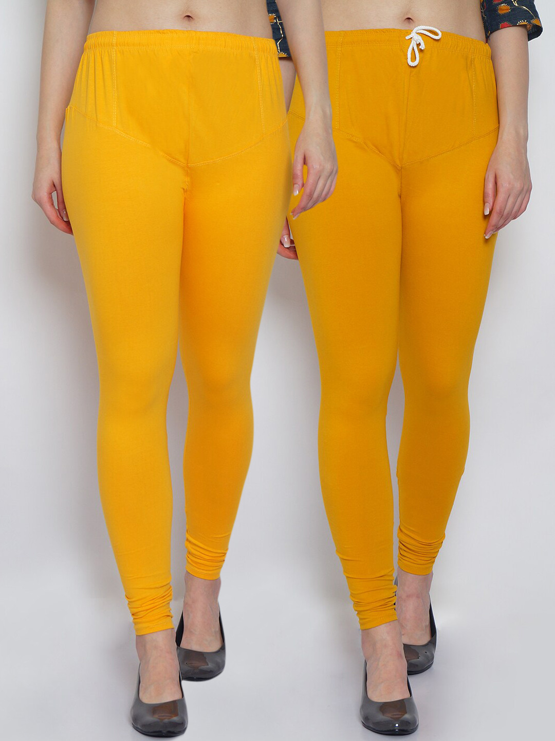 

GRACIT Women Pack of 2 Yellow Solid Leggings