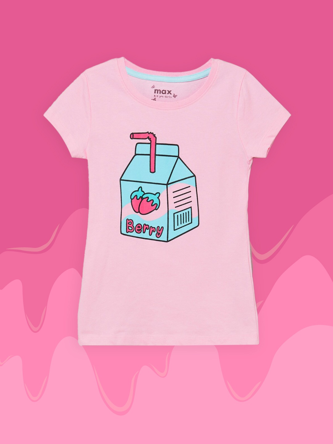 

max Girls Pink Printed T-shirt
