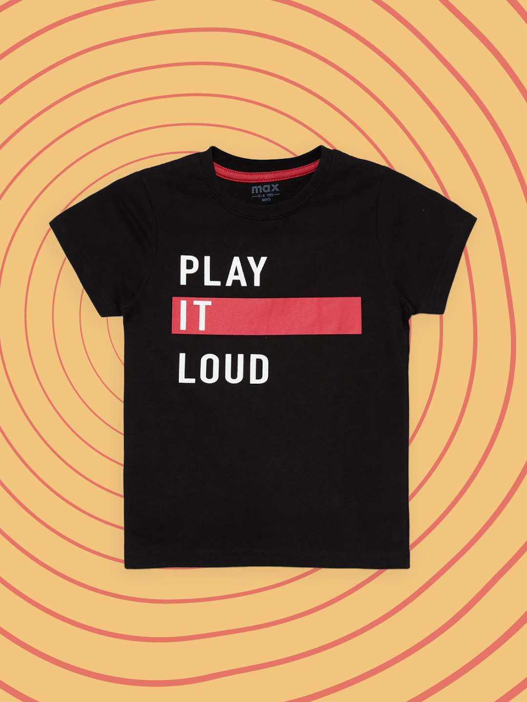 

max Boys Black & White Typography Printed Pure Cotton T-shirt