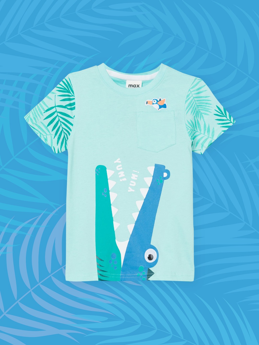 

max Boys Turquoise Blue & Green Printed T-shirt