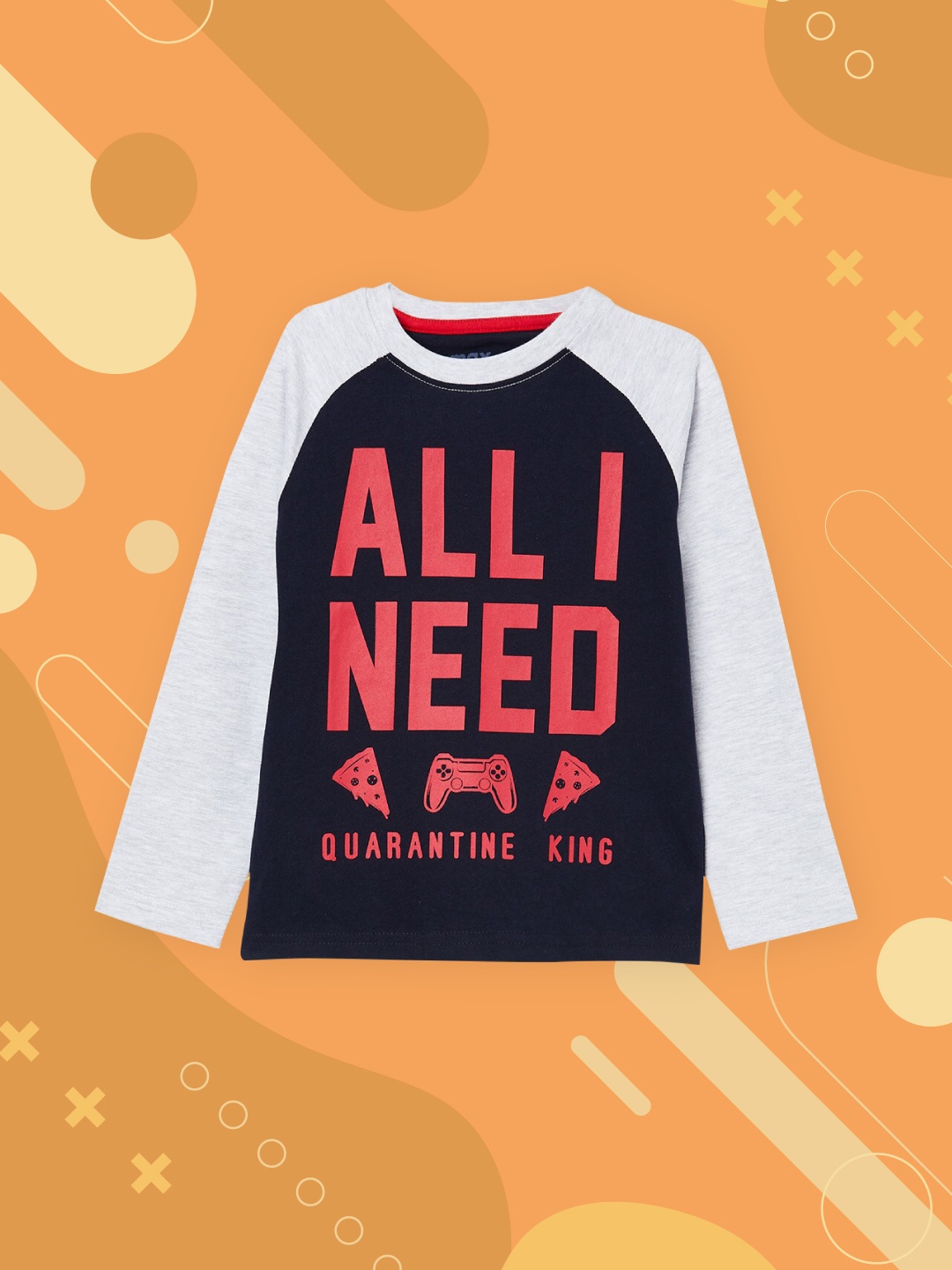 

max Boys Navy Blue Cotton Printed T-shirt