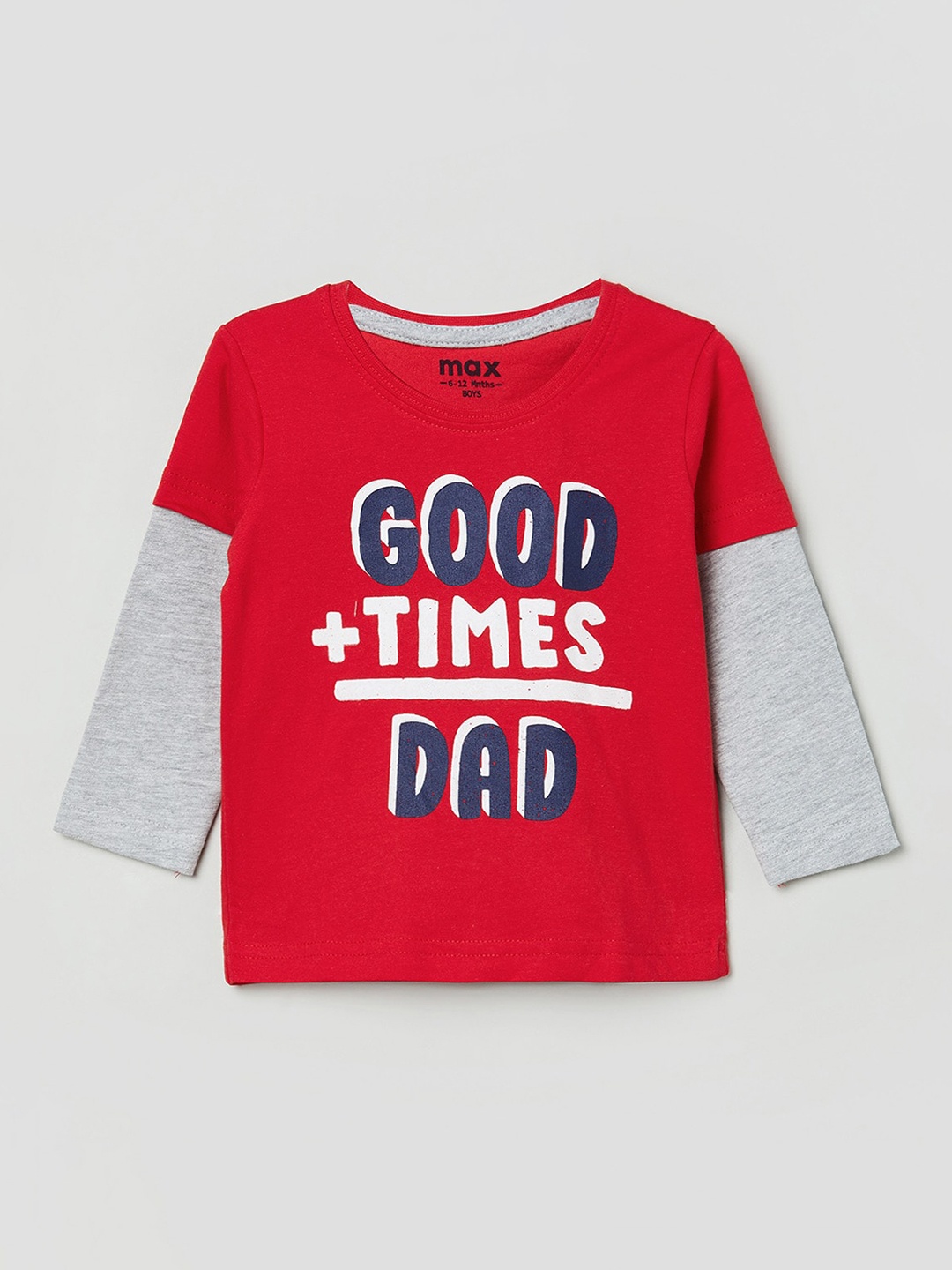 

max Boys Red Typography Printed T-shirt