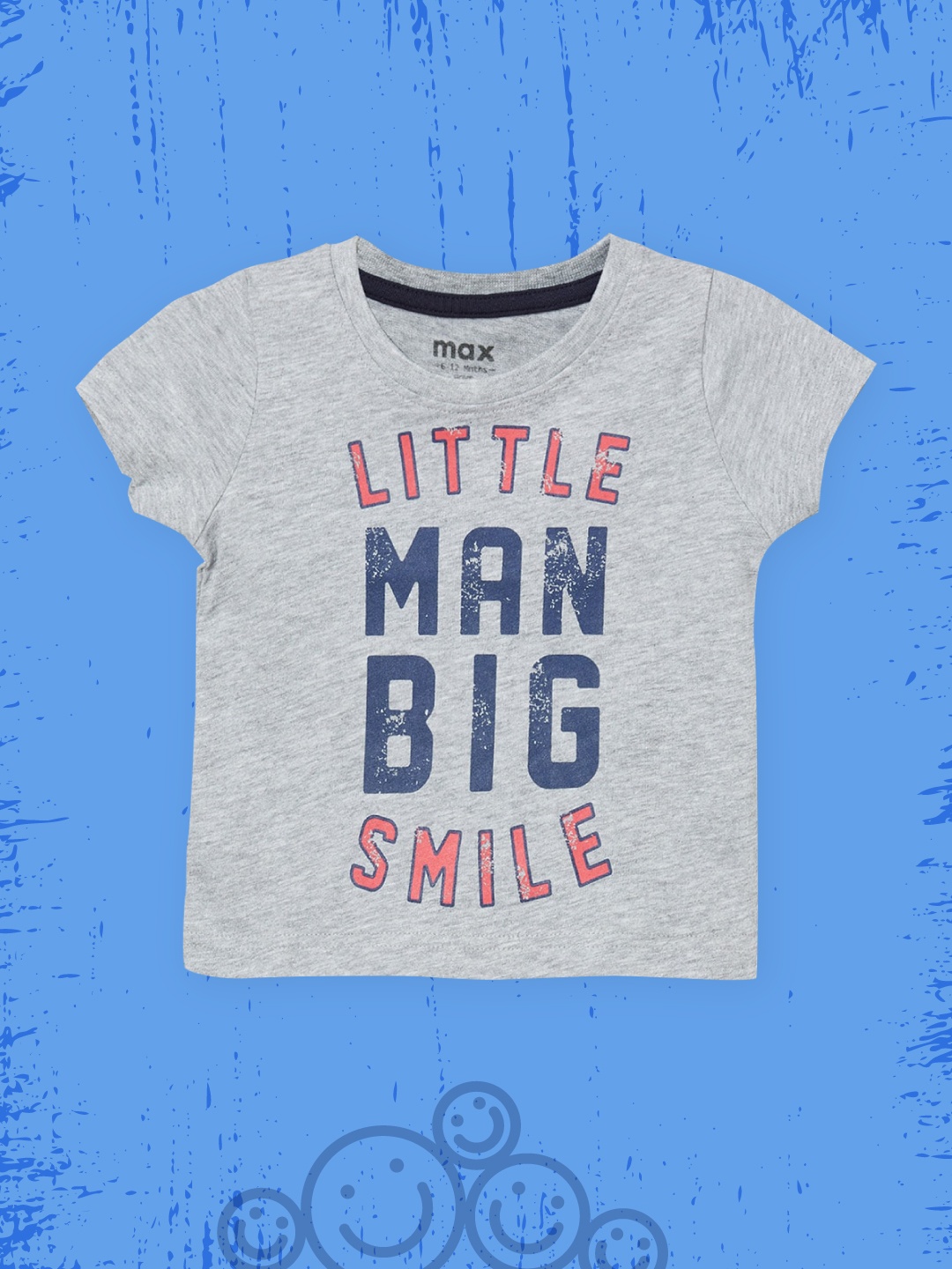 

max Boys Grey Typography Printed T-shirt