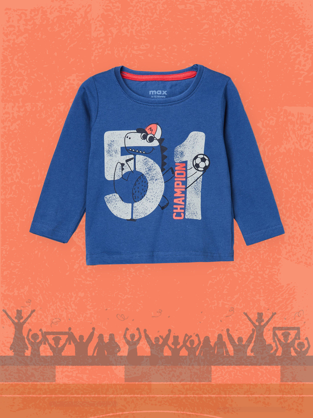 

max Boys Blue Printed T-shirt