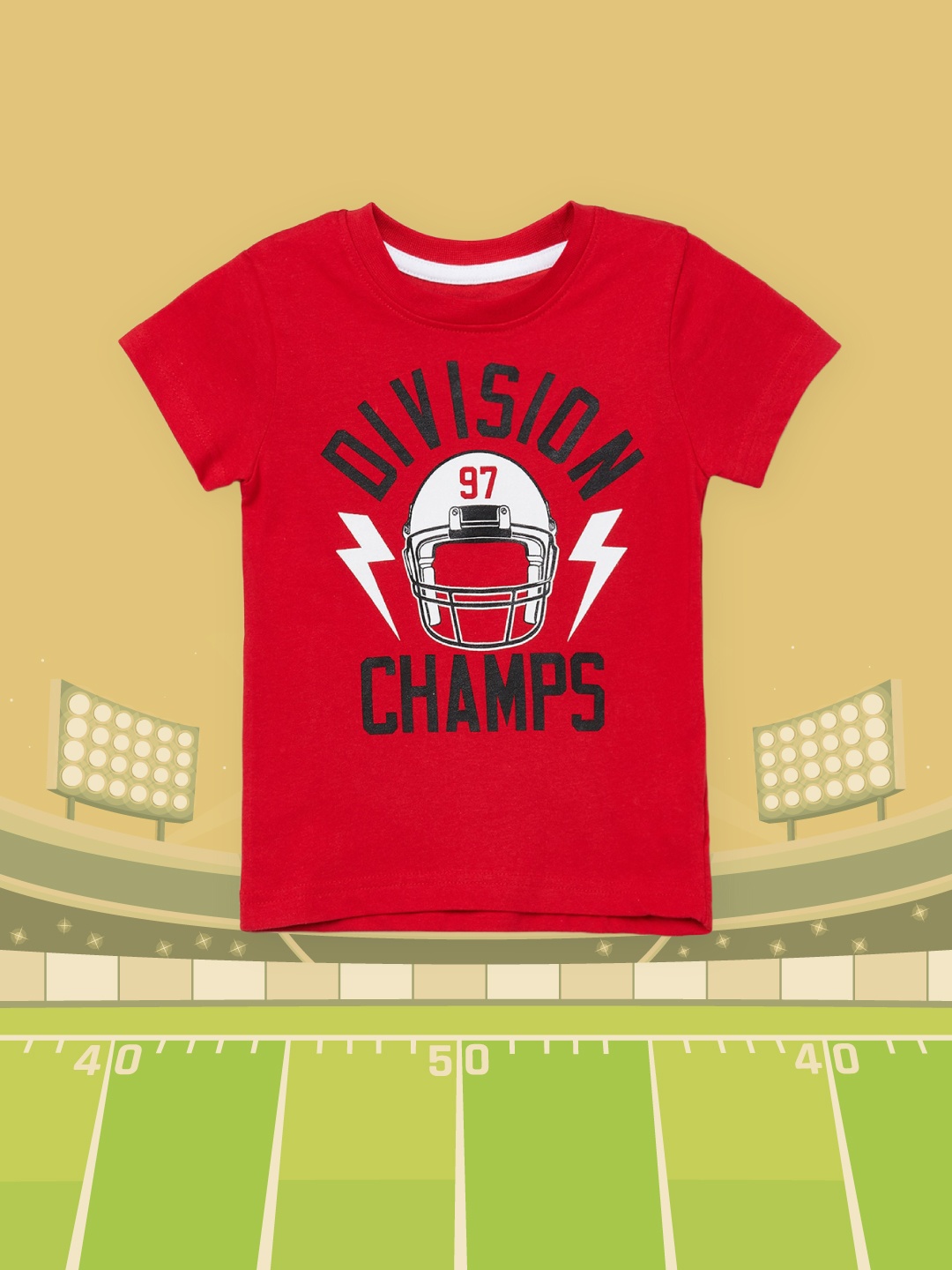 

max Boys Red Printed Cotton T-shirt