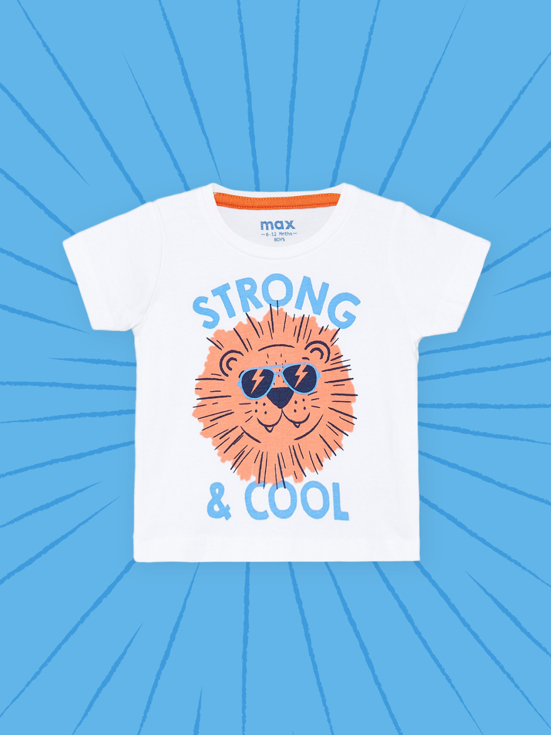 

max Boys White Typography Printed T-shirt