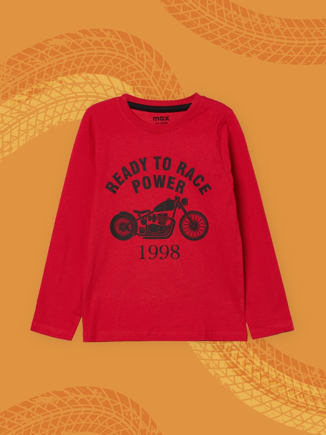 

max Boys Red Biker Printed T-shirt