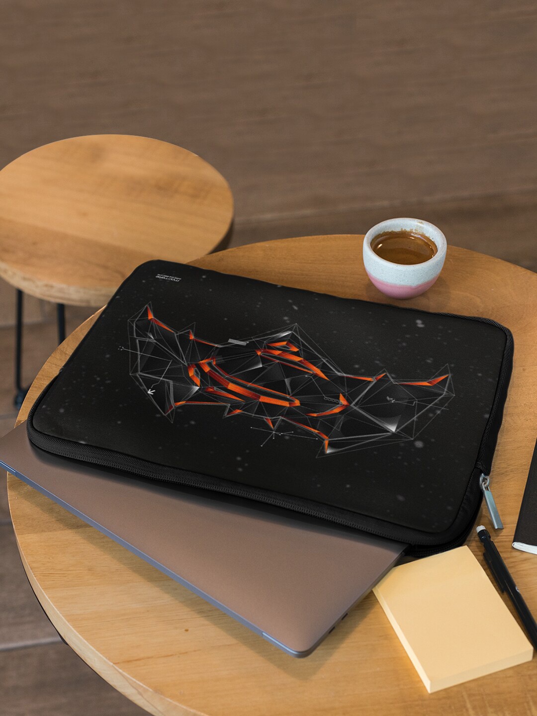 

macmerise Unisex Black & Orange Printed Laptop Sleeve
