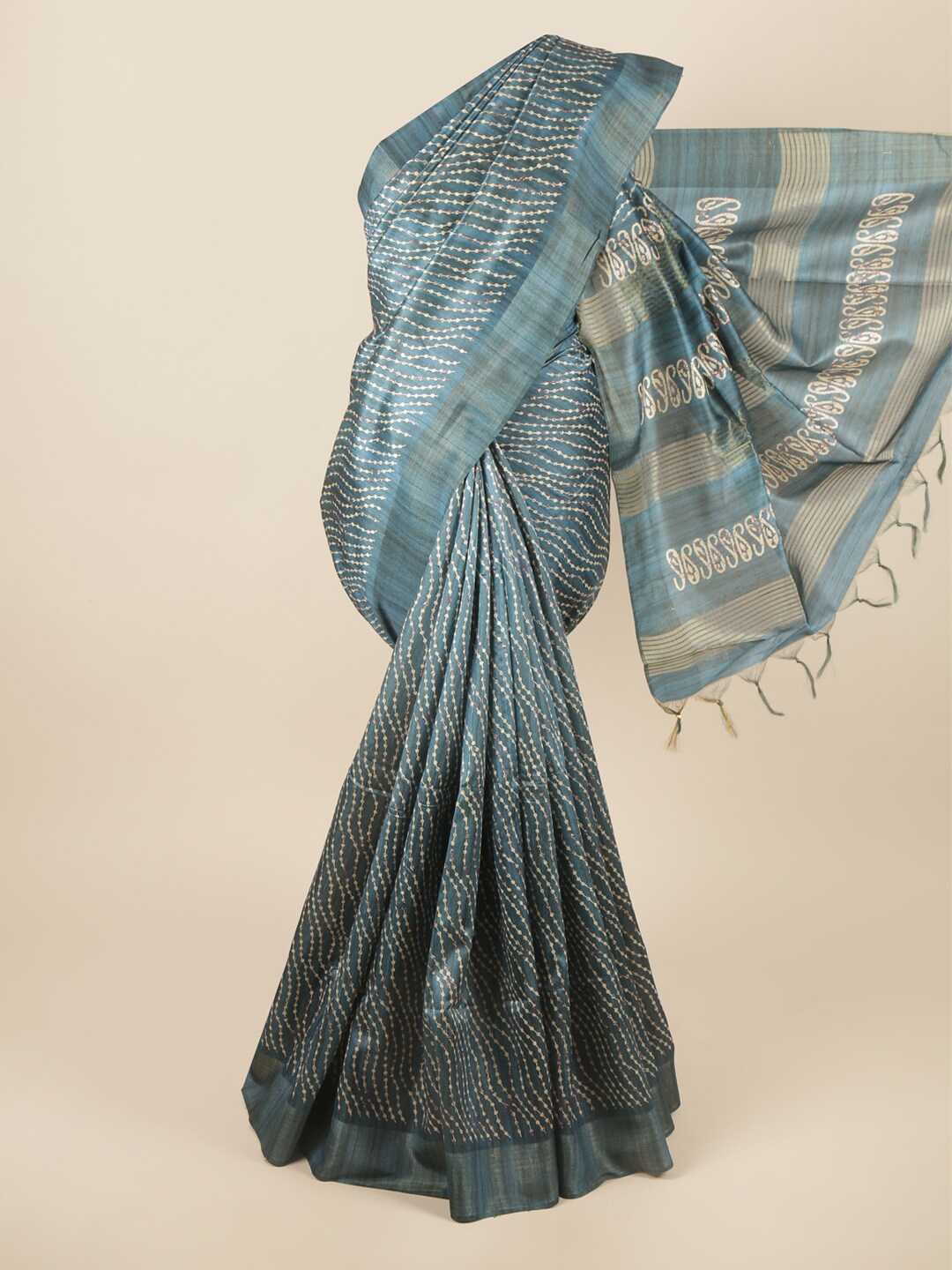 

Pothys Blue & White Zari Art Silk Saree