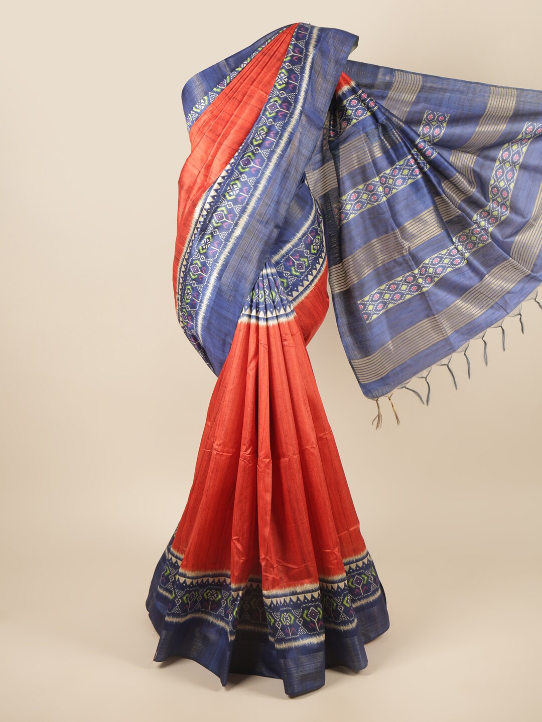 

Pothys Red & Blue Ethnic Motifs Printed Art Silk Saree